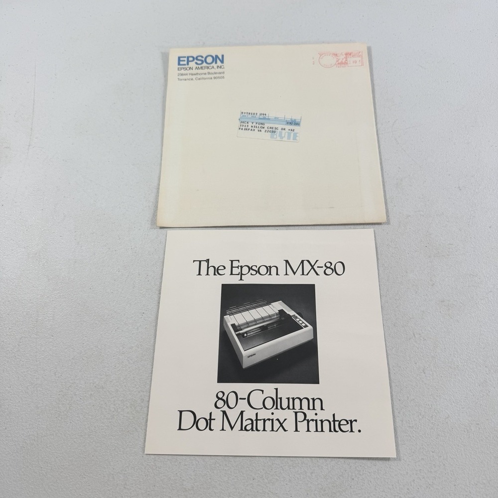 Vintage Epson MX-80 Dot Matrix Printer Advertisement Pamphlet‎ Brochure 1981